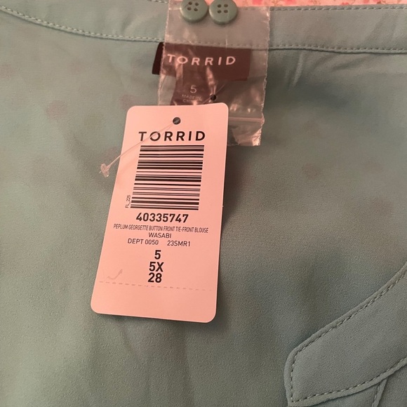Torrid - Peplum Georgette Button-Front Tie-Front Blouse-Size 5X NWT - Picture 6 of 12